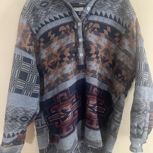 Free People Women's Geometric Sweater - Gray, Brown, and Black